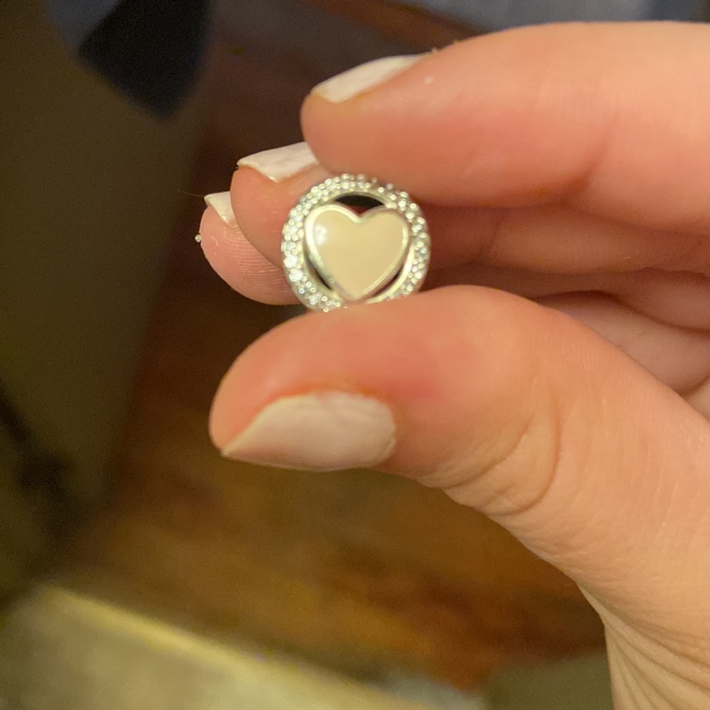 Silver Pandora Bracelet Charm with Light Pink Heart